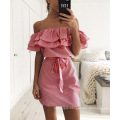 Fashion  Printing  Lotus Stripe Slim Women  causal  Dress